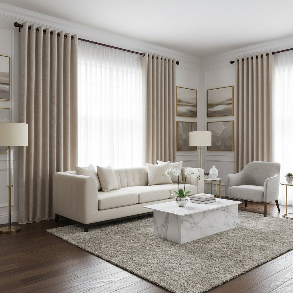 Ivory Beige Extra Wide Curtains for Wall Partition. Sliding Hanging Room Dividers Come as Set of 2 Dividers for Bedroom or Can Be Used as Privacy Screen. (Evelyn 108 X 108 Ivory)