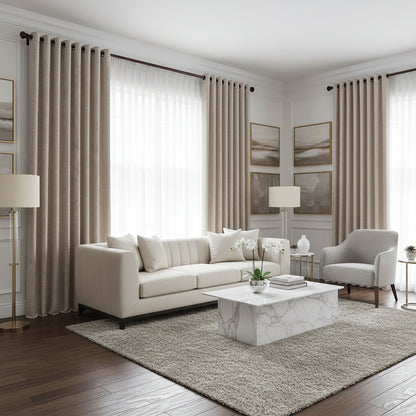 Ivory Beige Extra Wide Curtains for Wall Partition. Sliding Hanging Room Dividers Come as Set of 2 Dividers for Bedroom or Can Be Used as Privacy Screen. (Evelyn 108 X 108 Ivory)