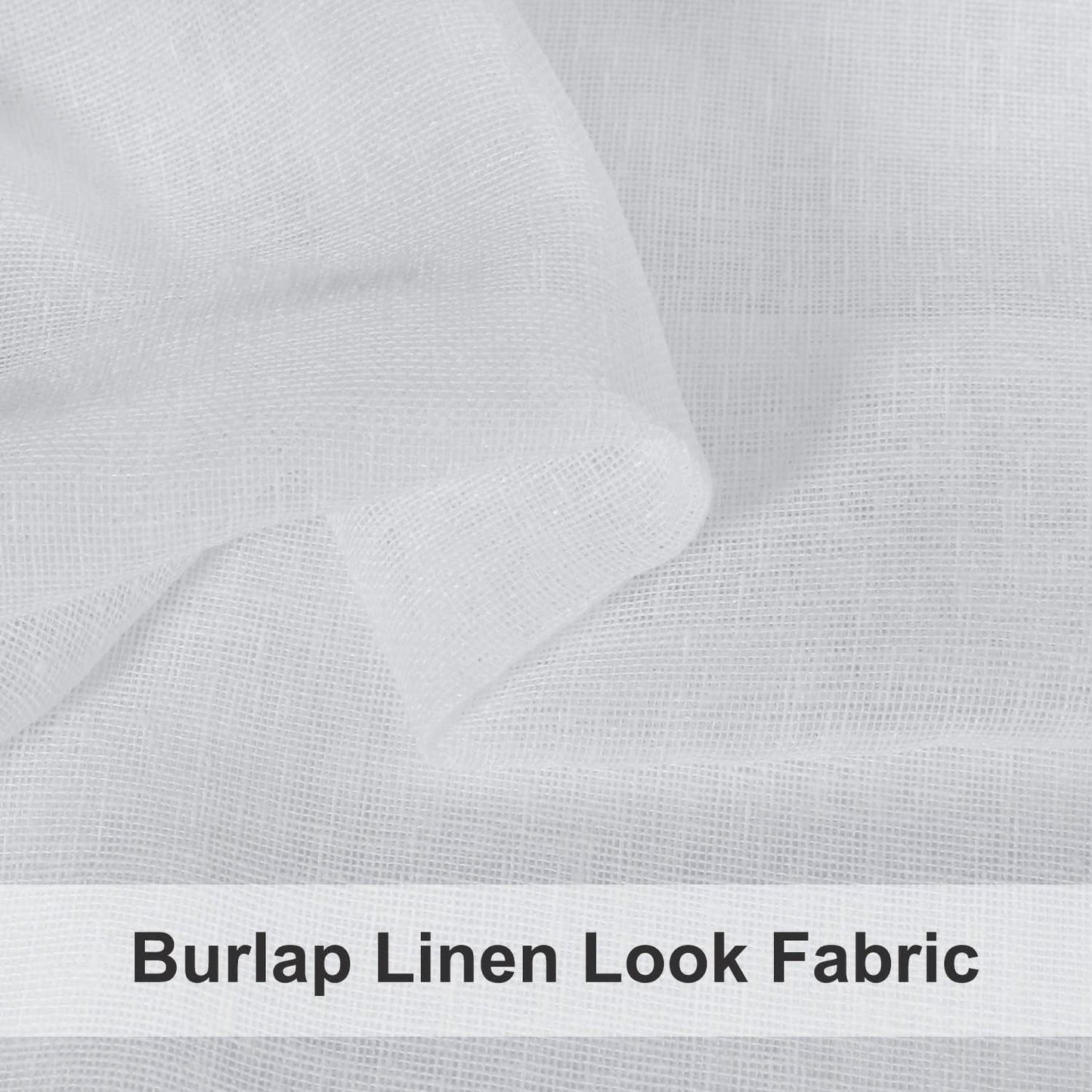 Burlap Linen Sheer Curtains for Living Room - Grommet Top Sheer Drapes 84 Inches Length Light Filtering Voile Window Curtain for Bedroom, Set of 2 Panels (54 X 84 Inch, White)