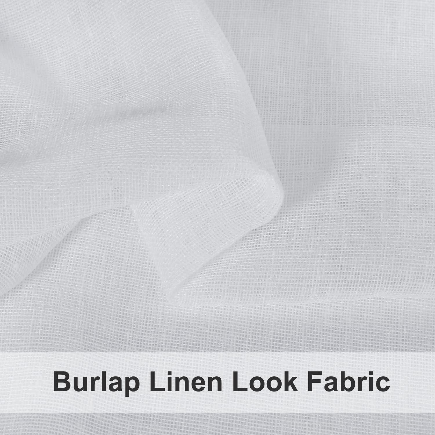 Burlap Linen Sheer Curtains for Living Room - Grommet Top Sheer Drapes 84 Inches Length Light Filtering Voile Window Curtain for Bedroom, Set of 2 Panels (54 X 84 Inch, White)