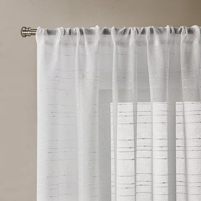 Sasha White 52 In. W X 84 In. L Rod Pocket Sheer Curtain (Single Panel)