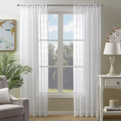 Sasha White 52 In. W X 84 In. L Rod Pocket Sheer Curtain (Single Panel)