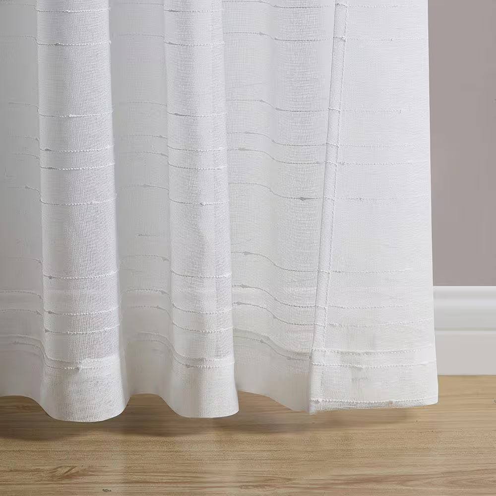 Sasha White 52 In. W X 84 In. L Rod Pocket Sheer Curtain (Single Panel)