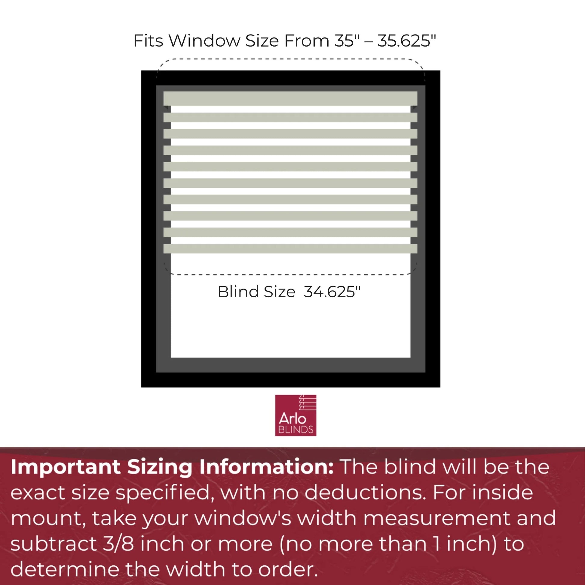 Faux Wood Blind with Crown Valance - 34 5/8"W X 36"H, White, Cordless 2” Slat Horizontal Blind - for Kitchen, Bedroom, Living Room, Doors