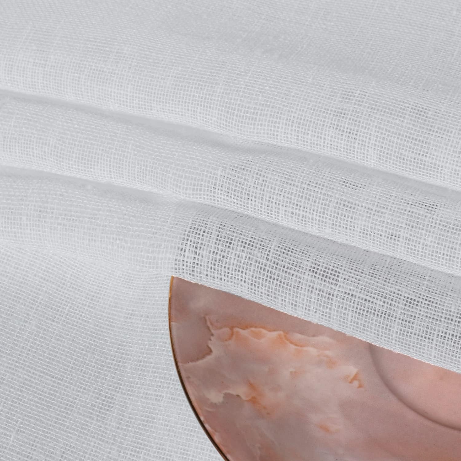 Burlap Linen Sheer Curtains for Living Room - Grommet Top Sheer Drapes 84 Inches Length Light Filtering Voile Window Curtain for Bedroom, Set of 2 Panels (54 X 84 Inch, White)