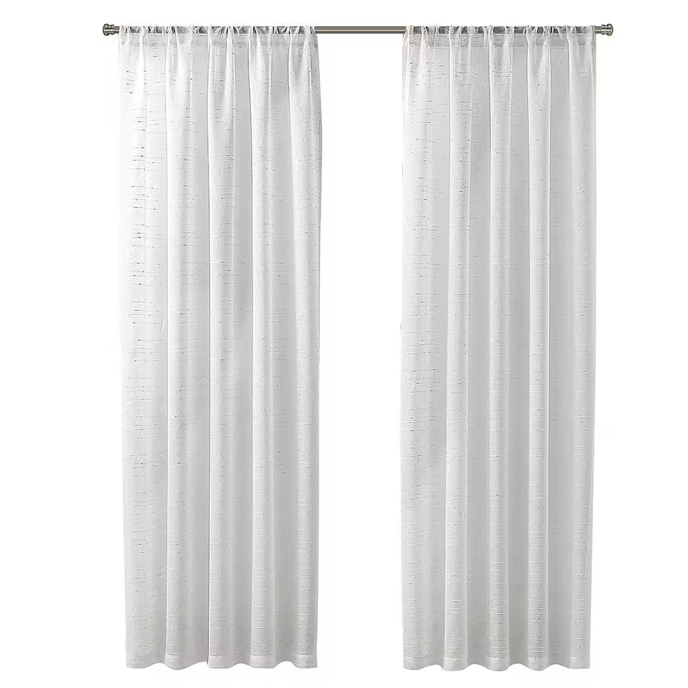 Sasha White 52 In. W X 84 In. L Rod Pocket Sheer Curtain (Single Panel)