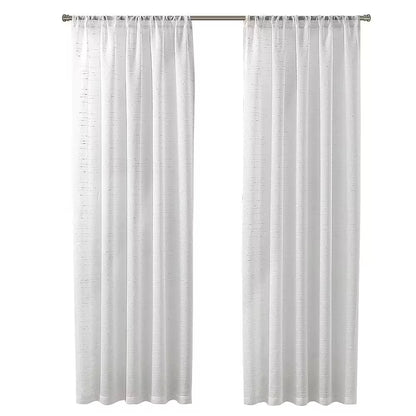 Sasha White 52 In. W X 84 In. L Rod Pocket Sheer Curtain (Single Panel)