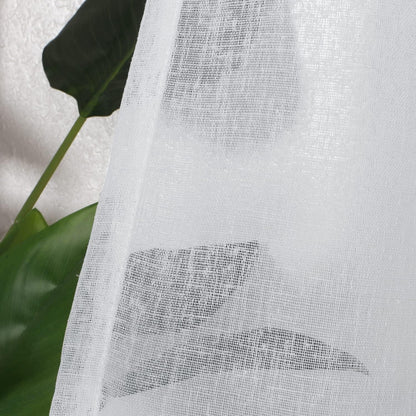Burlap Linen Sheer Curtains for Living Room - Grommet Top Sheer Drapes 84 Inches Length Light Filtering Voile Window Curtain for Bedroom, Set of 2 Panels (54 X 84 Inch, White)