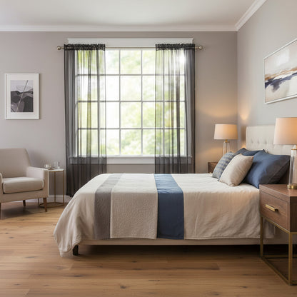 Luxury Sheer Curtains, Window Treatment Curtain Panels with Rod Pocket for Kitchen, Bedroom and Living Room (40 X 84 Inches Long, Set of 2)