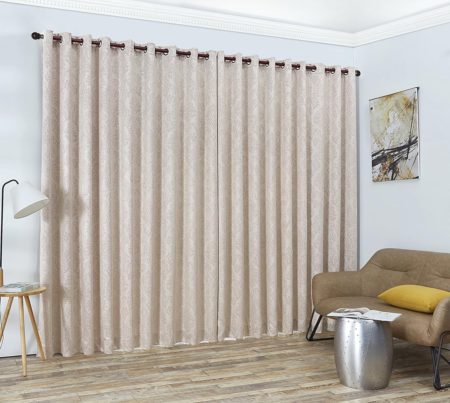 Ivory Beige Extra Wide Curtains for Wall Partition. Sliding Hanging Room Dividers Come as Set of 2 Dividers for Bedroom or Can Be Used as Privacy Screen. (Evelyn 108 X 108 Ivory)